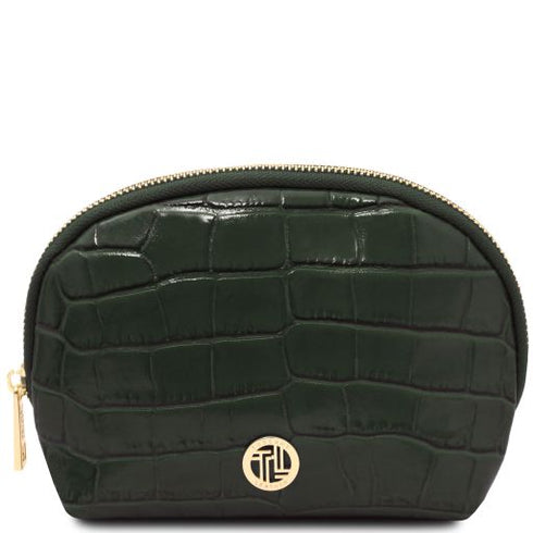 Vera - Croc print leather toiletry case